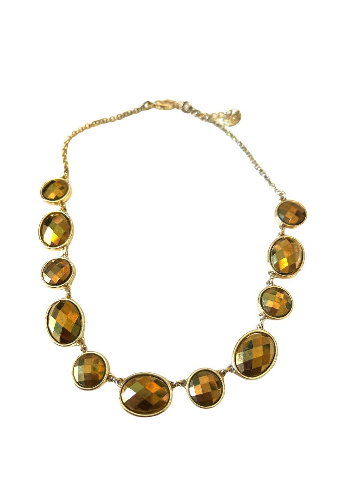 Monet Goldtone Gold Irredescent Gem Necklace 16" + 2' Extender